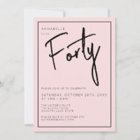 Minimal Blush Pink 40. 40. Geburtstag