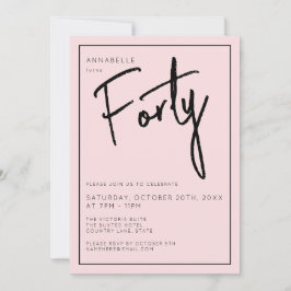 Minimal Blush Pink 40. 40. Geburtstag Einladung