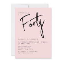 Minimal Blush Pink 40. 40. Geburtstag