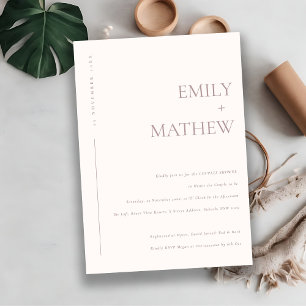 MINIMAL BLUSH PINK PEACH TYPOGRAPHY COUPLES SHOWER EINLADUNG