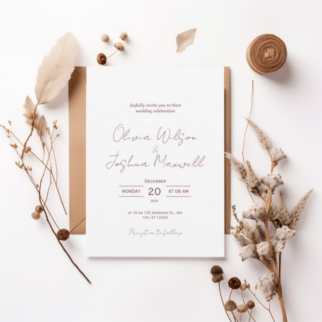 Minimal Blush Script Wedding Invitation | Elegant  Einladung (Von Creator hochgeladen)
