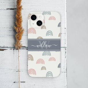 Minimal Boho ästhetische Rainbow Monogram Case-Mate iPhone 14 Hülle