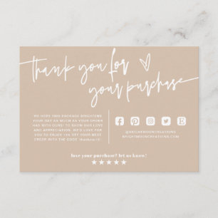 Minimal Boho Beige Earth Danke, Paket einfügen Begleitkarte