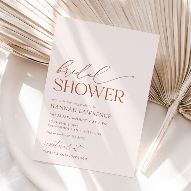 Minimal Boho Blush Pink Brautparty Einladung (Von Creator hochgeladen)