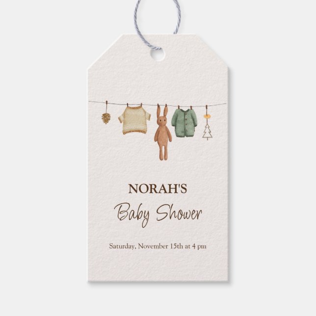 Minimal Boho Boy Clothes Kinderdusche Geschenkanhänger (Vorderseite)