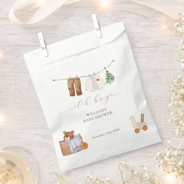 Minimal Boho Boy Clothes Kinderdusche Geschenktütchen (Ausgeschnitten)