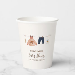 Minimal Boho Boy Winter Clothesline Babydusche Pappbecher