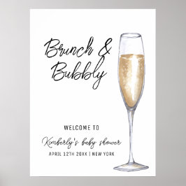 Minimal Boho Champagne Brunch Babydusche Willkomme Poster