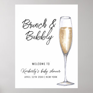 Minimal Boho Champagne Brunch Babydusche Willkomme Poster