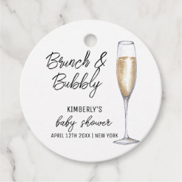 Minimal Boho Champagne Brunch Bubbly Baby Dusche Geschenkanhänger