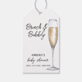 Minimal Boho Champagne Brunch Bubbly Baby Dusche Geschenkanhänger