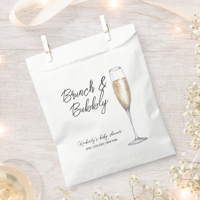 Minimal Boho Champagne Brunch Bubbly Baby Dusche Geschenktütchen (Ausgeschnitten)
