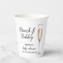 Minimal Boho Champagne Brunch Bubbly Baby Dusche Pappbecher