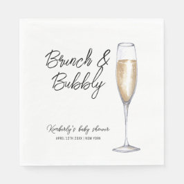 Minimal Boho Champagne Brunch Bubbly Baby Dusche Serviette