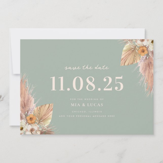 Minimal Boho Chic Wedding speichern das Datum Save The Date (Vorderseite)