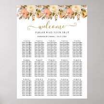 Minimal Boho Floral Wedding Chart Poster