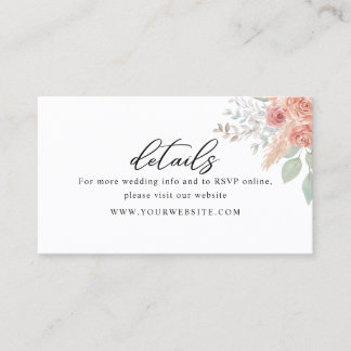 Minimal Boho Floral Wedding Details Karte