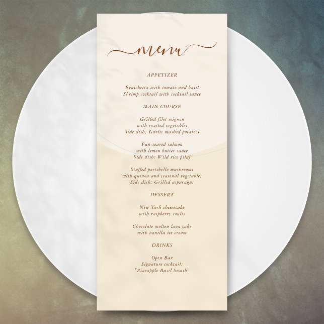 Minimal Boho Herbsttone Hochzeit Menükarte (Von Creator hochgeladen)