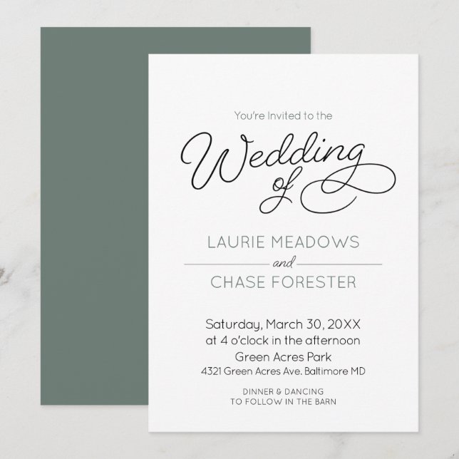 Minimal Boho Hochzeitseinladung Einladung (Vorne/Hinten)