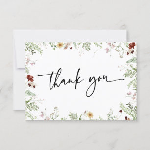 Minimal Boho Niedliche Wildblumen Danke-Card Dankeskarte