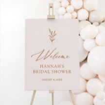 Minimal Boho Pink Brautparty Begrüßungszeichen
