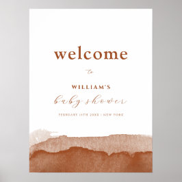 Minimal Boho Terracotta Ombre Babydusche Willkomme Poster