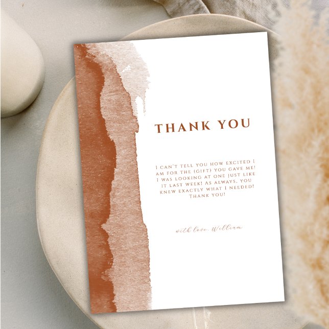 Minimal Boho Terracotta Ombre Desert Baby Dusche Dankeskarte (Minimal Boho Terracotta Ombre Desert Baby Shower Thank You Card)