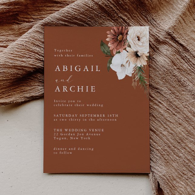 Minimal Boho Terracotta Wedding  Einladung (Von Creator hochgeladen)