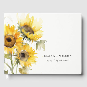 Minimal Boho Wasserfarbe Sonnenblume Rustikale Hoc Gästebuch
