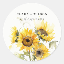Minimal Boho Wasserfarbe Sonnenblume Rustikale Hoc Runder Aufkleber