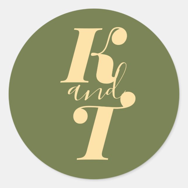 Minimal Boho Wedding Monogram Stickers (Vorderseite)