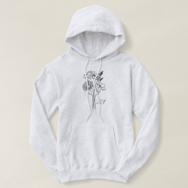 Minimal Boho Wild Blume , bohemiam minimalistisch  Hoodie (Design vorne)