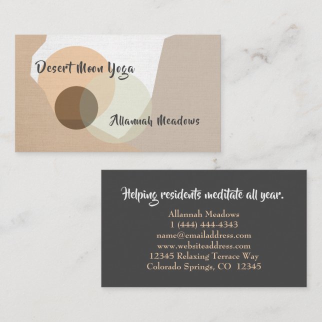 Minimal Boho Yoga & Wellness Teacher Business Card Visitenkarte (Vorne/Hinten)