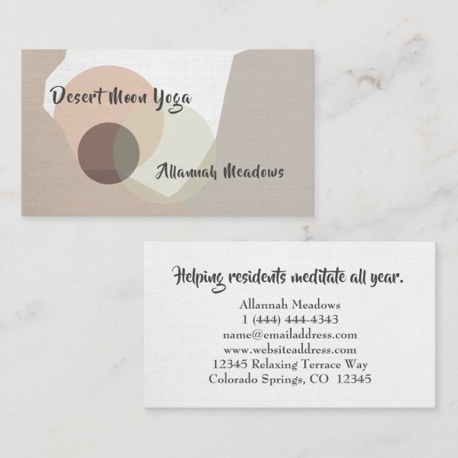 Minimal Boho Yoga & Wellness Teacher Business Card Visitenkarte (Vorne/Hinten)