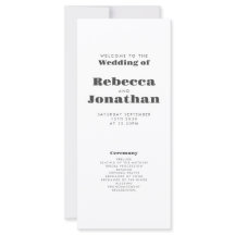 Minimal Bold Typografy Wedding Program Card
