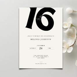 Minimal Bold Typography sweet 16th Birthday Einladung