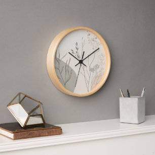 Minimal Botanical Clock – Abstract Line Art Uhr