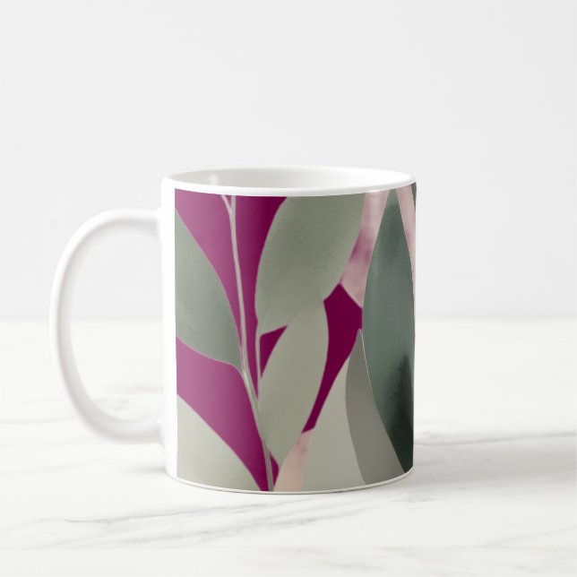 Minimal Botanical Leaf Pattern Kaffeetasse (Links)