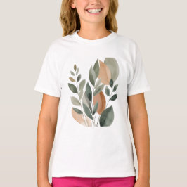 Minimal Botanical Leaf Pattern  T-Shirt