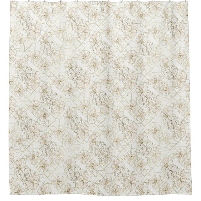 Minimal Botanical Line Art Pattern (1) Duschvorhang (Vorderseite)