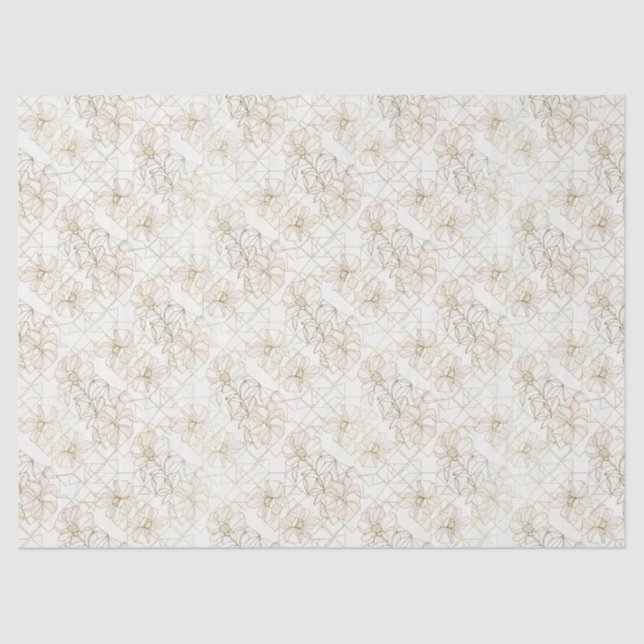 Minimal Botanical Line Art Pattern (1) Seidenpapier (Vorderseite)