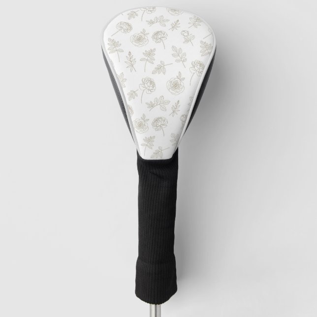 Minimal Botanical Line Art Pattern (8) Golf Headcover (Vorderseite)