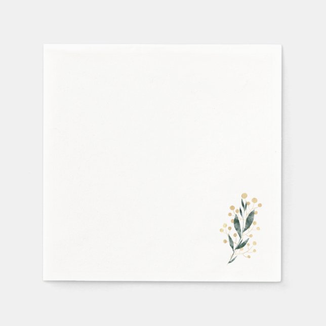 Minimal Botanical | Soft Greenery & Gold Accent Serviette (Vorderseite)
