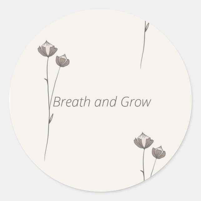 Minimal Botanical Sticker - Breathe and Grow (Vorderseite)