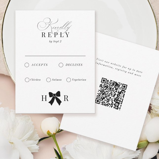 Minimal Bow Wedding RSVP Card (Von Creator hochgeladen)