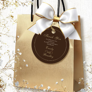 Minimal Braun Creme Gold Schrift Eleganter Kreis Geschenkanhänger