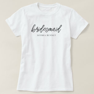 Minimal Brautjungfer personalisiert Schrift T-Shirt