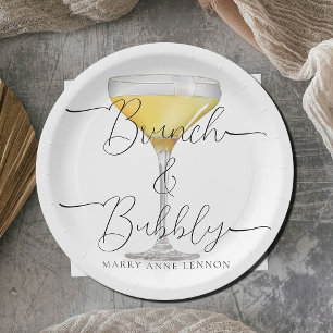Minimal Bridal Brunch Champagner Party Pappteller