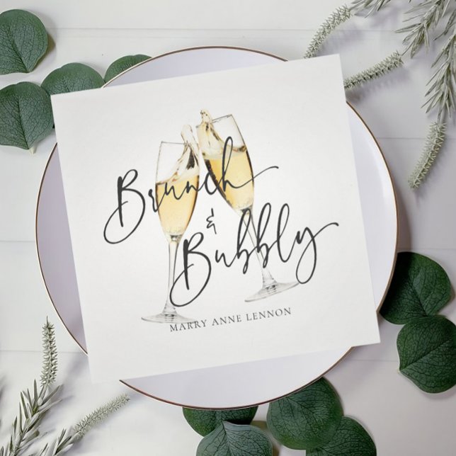 Minimal Bridal Brunch und Bubbly Napkins Serviette (Von Creator hochgeladen)