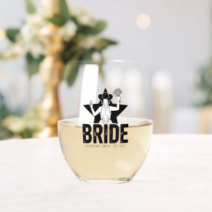 Minimal Bride Floral Weinglas Ohne Stiel